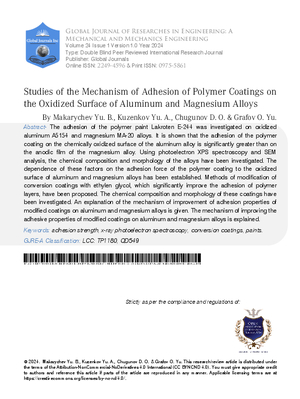 Studies of the Mechanism of Adhesion of Polymer Coatings on the Oxidized Surface of Aluminum and Magnesium Alloys